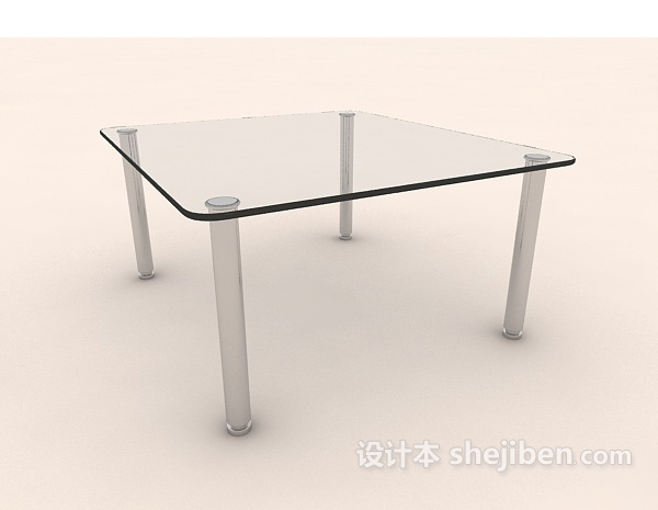 免费现代简约玻璃餐桌3d模型下载