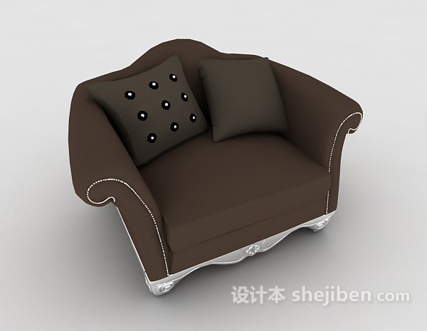 免费欧式简约家居棕色单人沙发3d模型下载