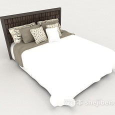 现代家居休闲白色双人床3d模型下载