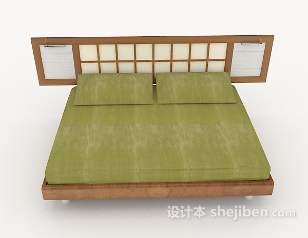 其它日式简约双人床3d模型下载