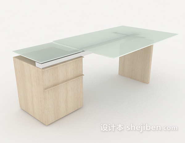 现代浅色书桌3d模型下载