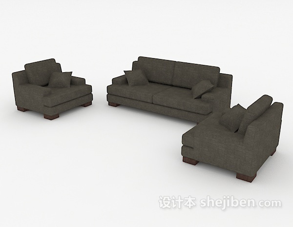 设计本家居简约深灰色组合沙发3d模型下载