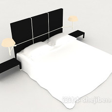 商务木质简单白色双人床3d模型下载