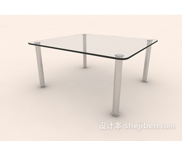 设计本现代简约玻璃餐桌3d模型下载