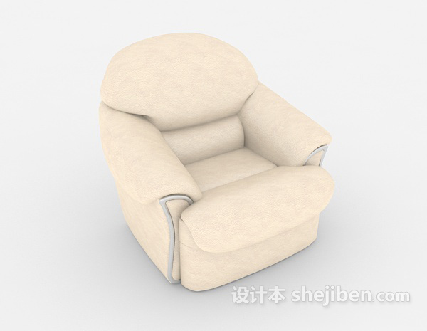 白色皮质单人沙发3d模型下载
