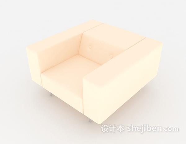 黄色方形单人沙发3d模型下载