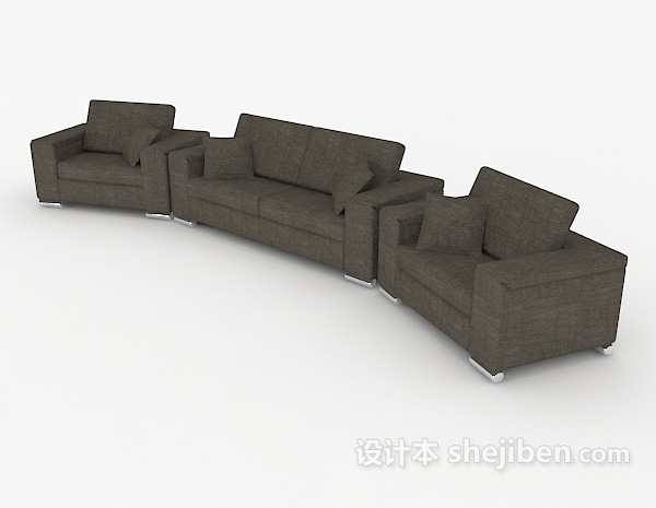 免费灰色简约组合沙发3d模型下载