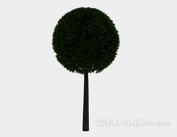 设计本圆球状绿树3d模型下载