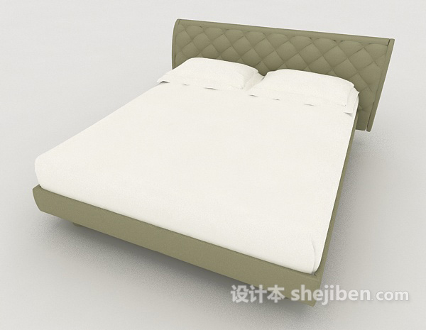 免费简约休闲白色双人床3d模型下载