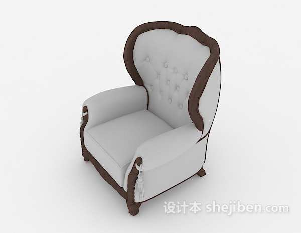 免费欧式简约灰色单人沙发3d模型下载