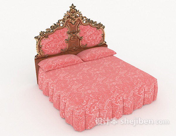 粉色欧式双人床