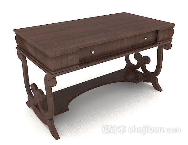 中式木书桌3d模型下载