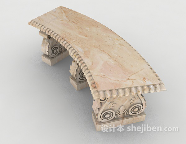 免费欧式石板凳3d模型下载