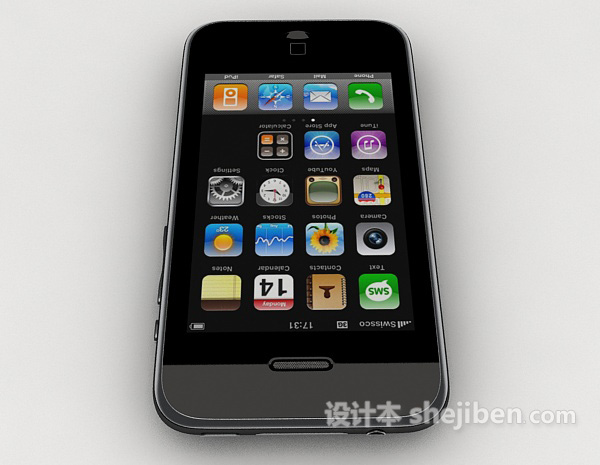 设计本黑色苹果手机3d模型下载