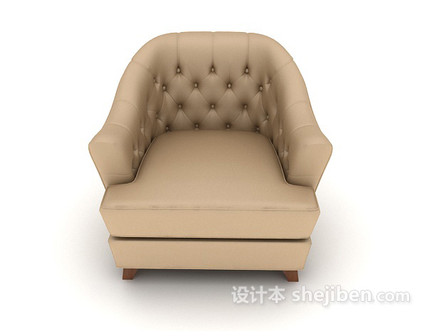 免费欧式家居棕色单人沙发3d模型下载
