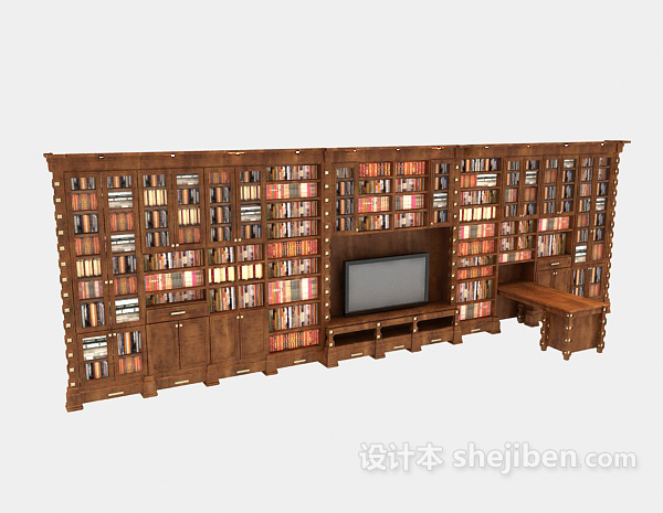 免费欧式大型家居书柜3d模型下载