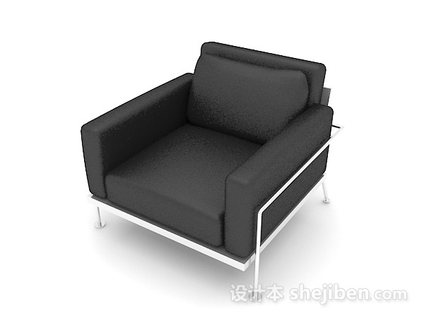 设计本黑色单人皮质休闲椅3d模型下载