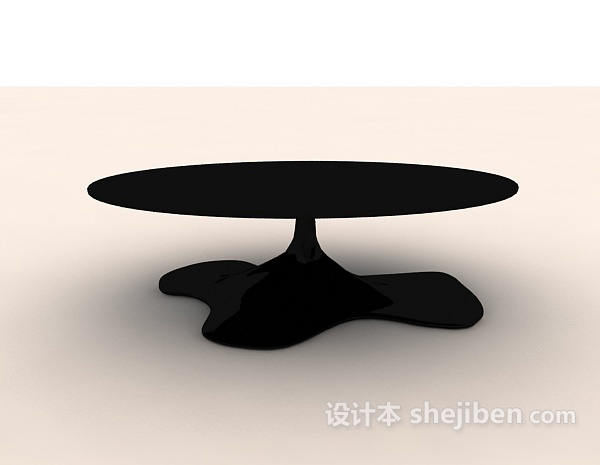 现代风格个性椭圆黑色餐桌3d模型下载