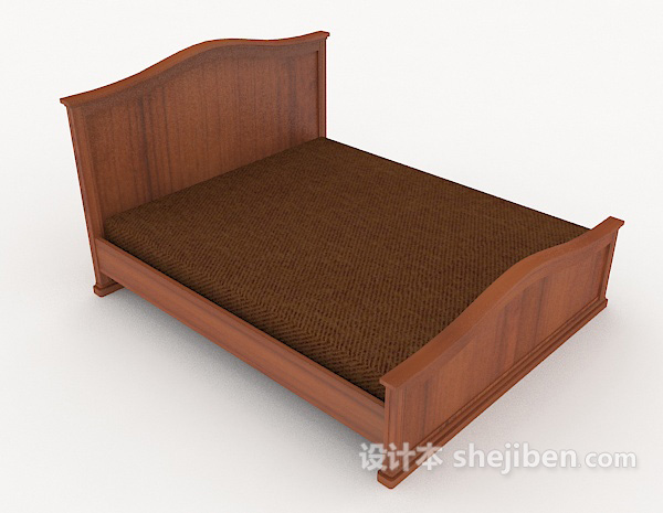 简单木质棕色床3d模型下载
