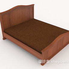 简单木质棕色床3d模型下载