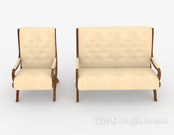 欧式风格简单欧式沙发凳3d模型下载