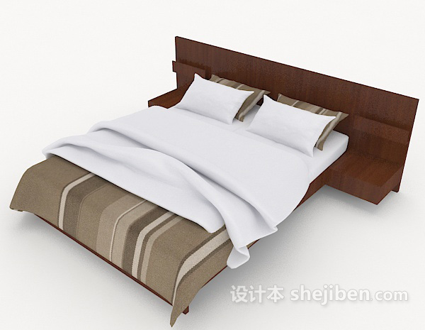 设计本简单现代双人床3d模型下载