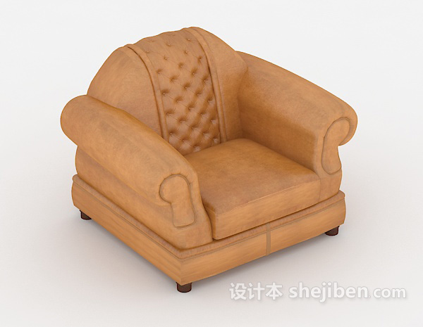 黄色皮质单人沙发3d模型下载