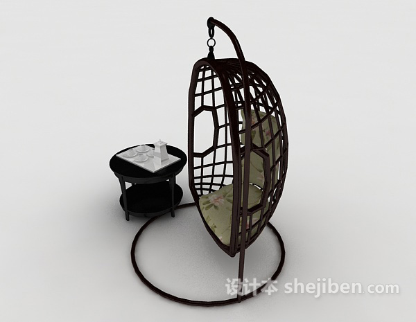 设计本新中式挂藤椅3d模型下载