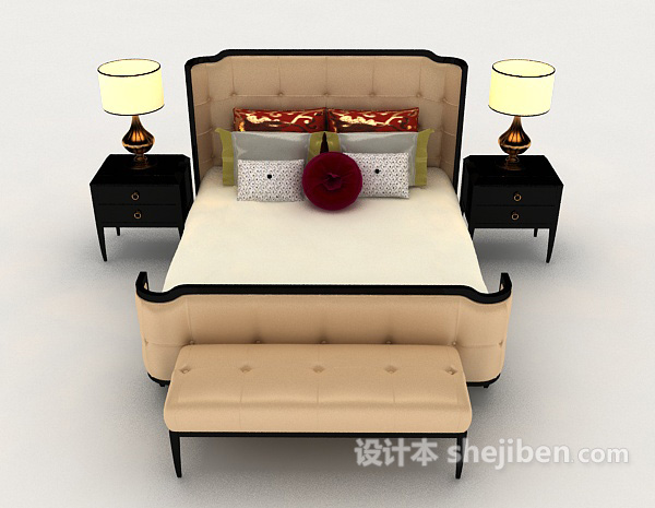 欧式风格简单欧式床具3d模型下载