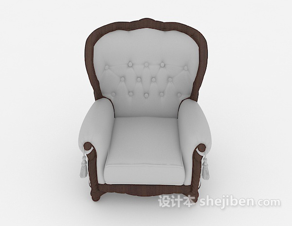欧式风格欧式简约灰色单人沙发3d模型下载
