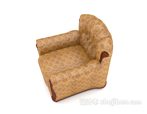 设计本花纹单人沙发3d模型下载