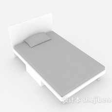 灰色单人床3d模型下载