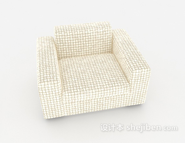 现代风格格子白色单人沙发3d模型下载
