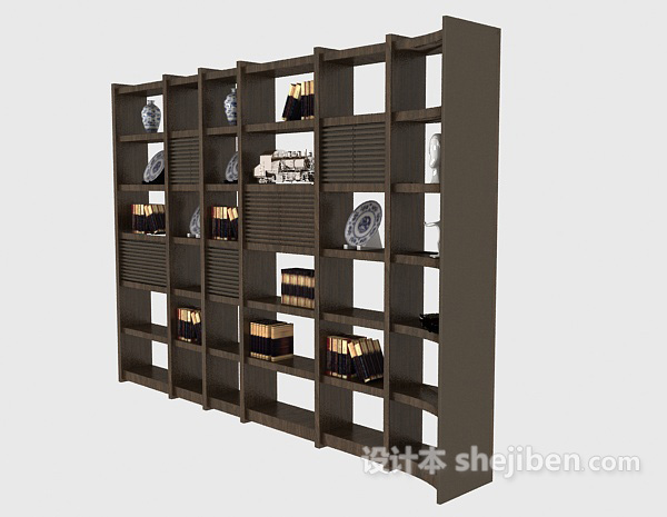 中式风格新中式型简单书柜3d模型下载