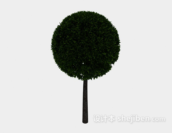 圆球状绿树3d模型下载