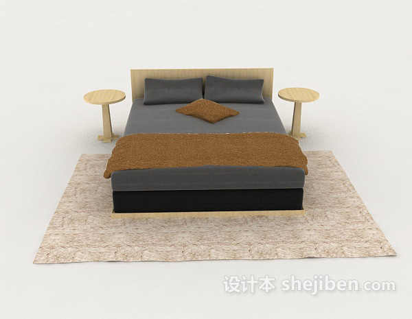 现代风格简单现代实用双人床3d模型下载