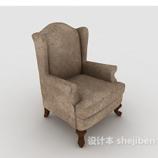 欧式木质简约家居棕色单人沙发3d模型下载