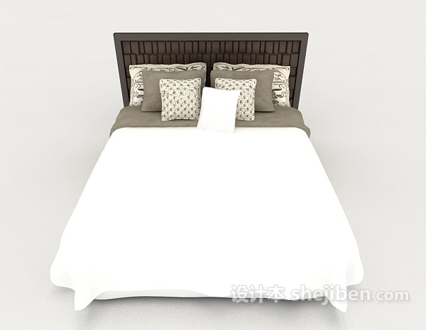 现代风格现代家居休闲白色双人床3d模型下载
