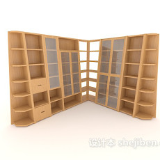 现代木质大书柜3d模型下载
