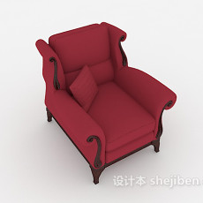 简欧红色单人沙发3d模型下载