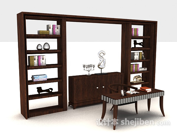 免费木质书桌椅柜3d模型下载