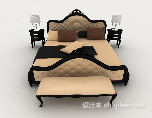 欧式风格欧式简约双人床3d模型下载