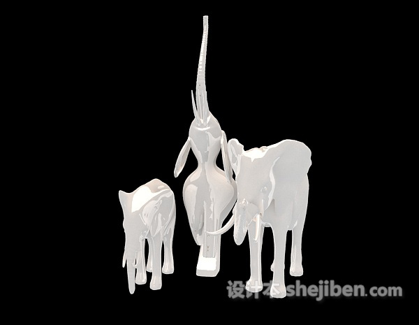 免费陶瓷大象摆设品3d模型下载