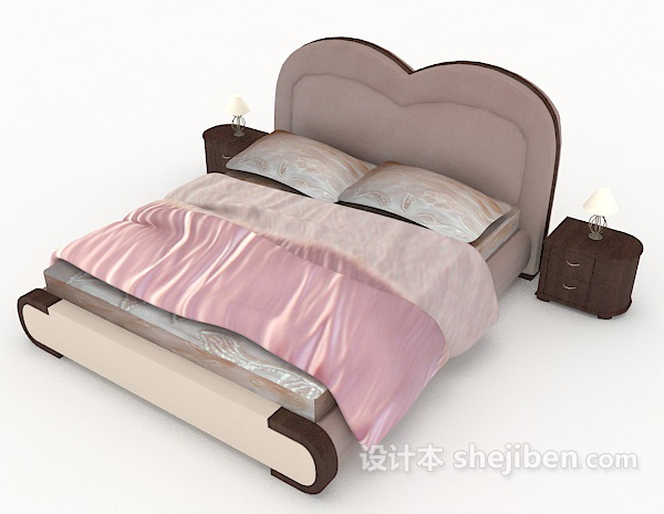 免费欧式系简单双人床3d模型下载