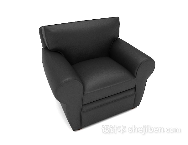 现代风格办公黑色单人沙发3d模型下载
