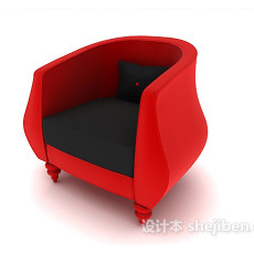 红黑单人沙发3d模型下载
