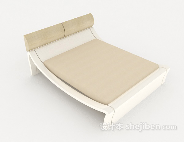 简单现代实木床3d模型下载