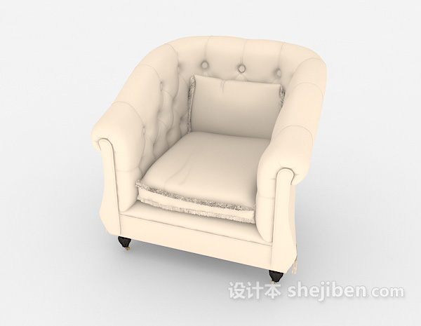 现代风格现代白色单人沙发3d模型下载