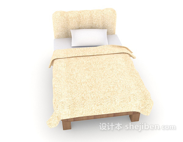 现代风格居家单人床3d模型下载
