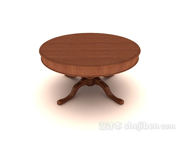 设计本中式木质圆桌3d模型下载